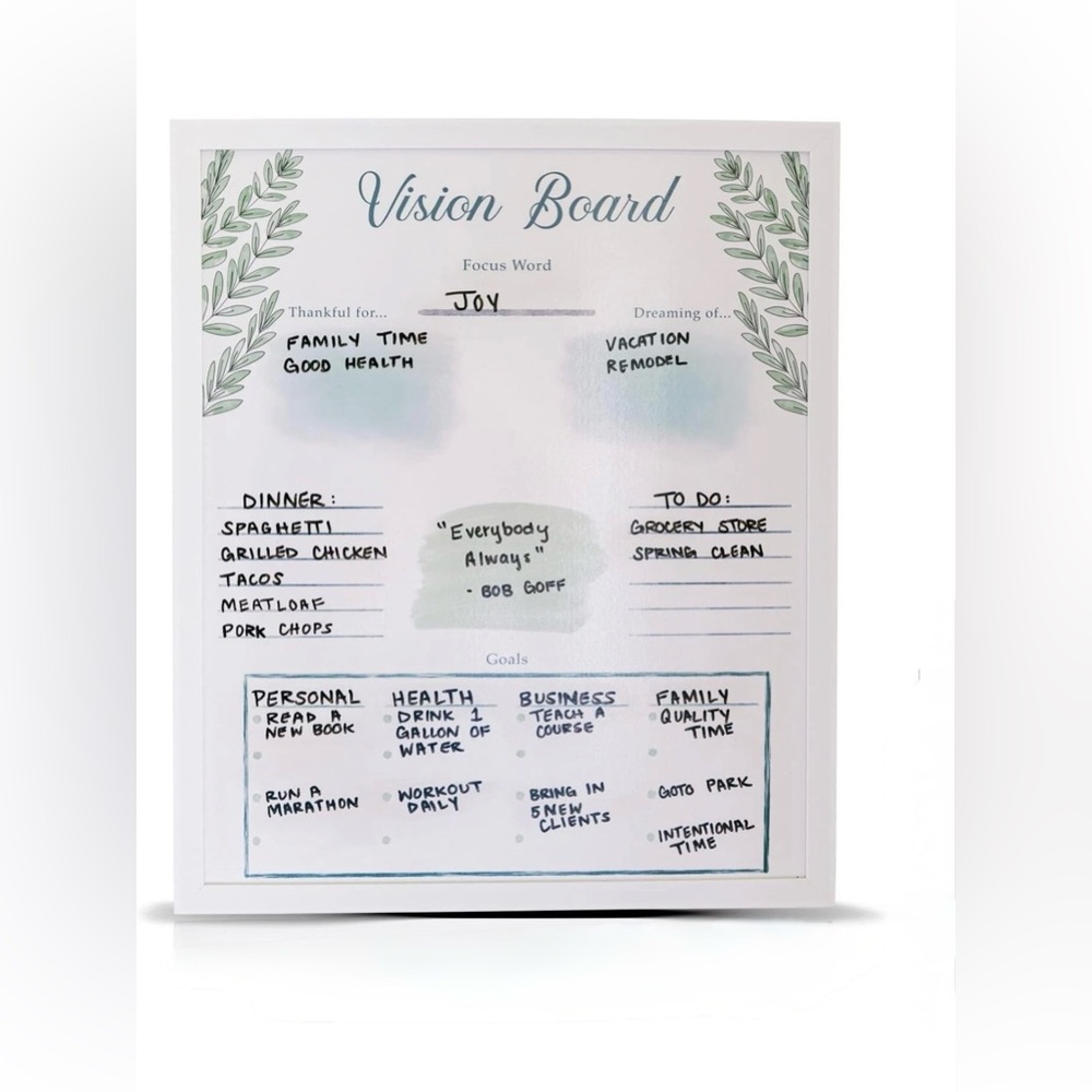 Dry Erase Vision Dream Board Framed Wall Planner‎ 17.5x21 Goal Tracker